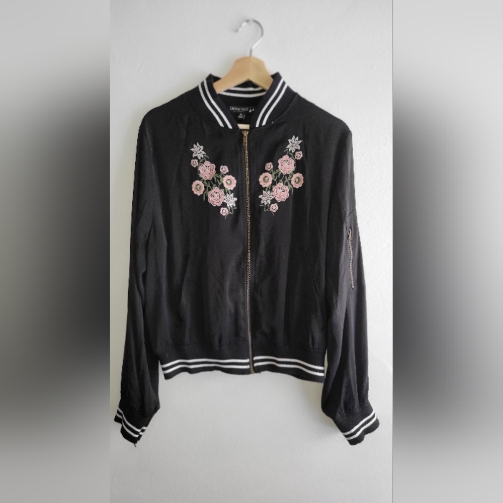 Living Doll Black Embroidered Floral Jacket
